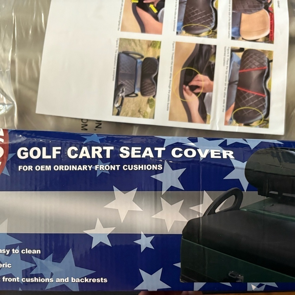 Golf Cart Seat Cover by Nokins (2pc) cushion & backrest easy to clean & install